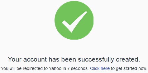 Yahoo Signup Congrats